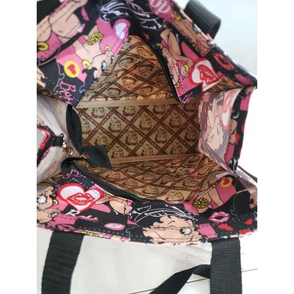 NEW Betty Boop Cheetah Nylon Carry Tote Purse Bag‎ Travel Bingo Bag Retro - Picture 8 of 9